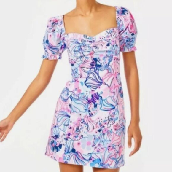 Lilly Pulitzer Prosecco Pink Keisha Stretch Colorful Floral Dress 00 - Picture 8 of 8